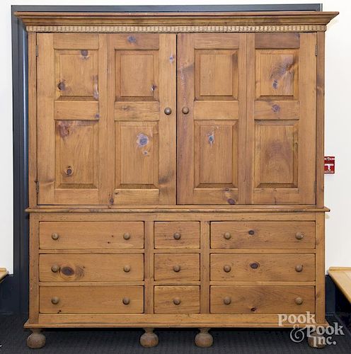 Large contemporary pine two-part cupboard