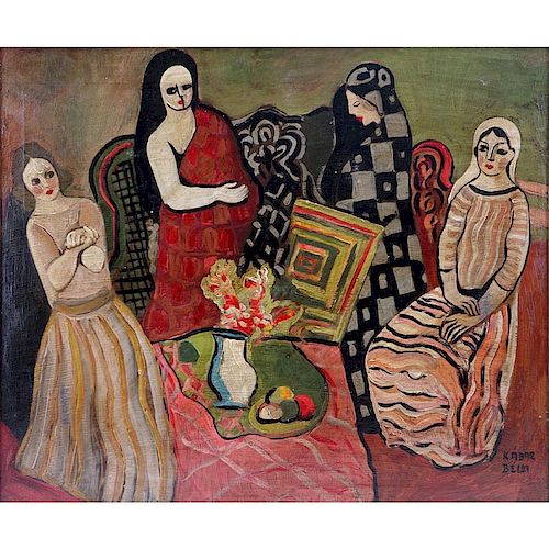 Attributed to: Bela Kadar, Hungarian  (1877-1956) Oil on canvas "Group Of Four Women"