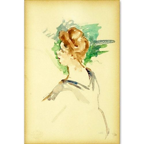 Mary Cassatt, American (1844-1926) Watercolor on paper "Study Of A Woman".