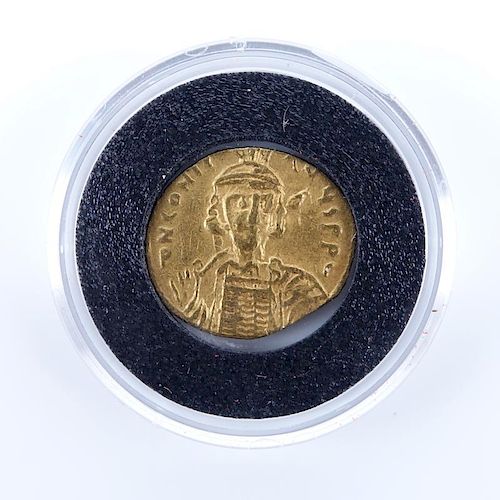 Byzantine Empire: Constantine IV Pogonatus (AD 668-685) Gold Solidus in Plastic Display.