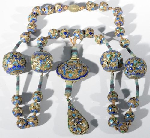 Silver filigree and enameled necklace, probably Chinese 18th-19th century