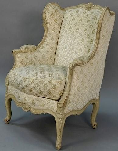 Louis XV bergere having carved frame painted off white, probably 18th - 19th century