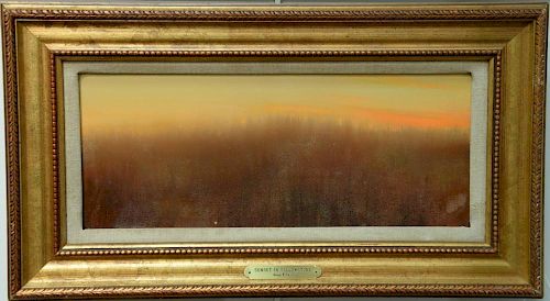 George D. Smith (American, b. 1944), oil on panel, "Sunset in Yellowstone", signed lower left: George D. Smith, titled on ver