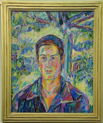 Jerome Blum, oil on board, Young Man 1918, unsigned, 29" x 23"