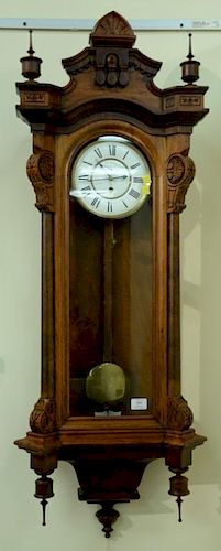 Seth Thomas walnut regulator clock with single brass weight