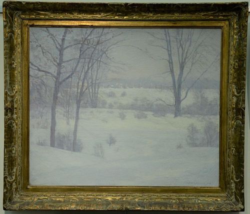 Alfred Jansson (1863-1931), oil on canvas, Winter Landscape, signed lower right: Alfred Jansson 1920, having Grable's Gallery