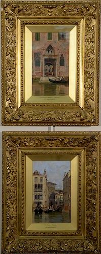 Antonietta Brandeis (1849-1920), pair of oil on panels, "St. Georg Abbey, Venice" and "St. Toma, Venice", boght signed lower