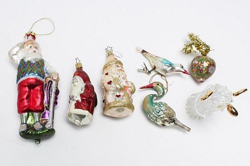 Vintage Hand-Painted Glass Christmas Ornaments, 7