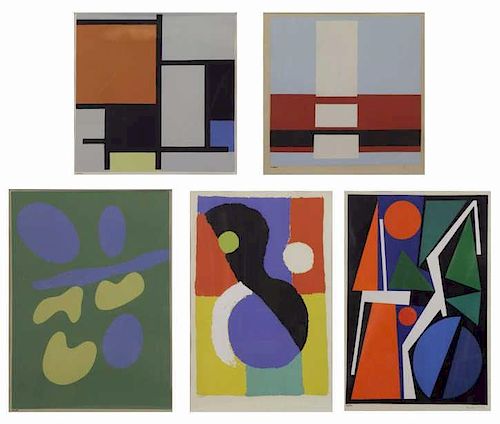 Set of 5 Modern Screenprints: Mondrian, Kupka,