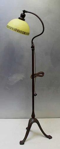 HANDEL. Signed Patinated Bronze Footed Floor Lamp