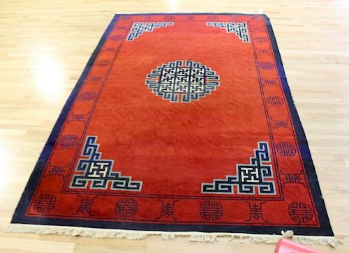Art Deco Finely Woven Handmade  Chinese Carpet