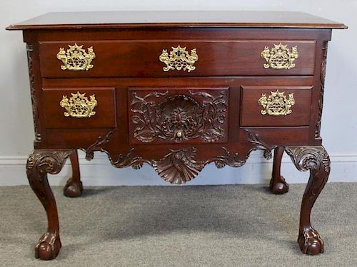 KINDEL. Signed Mahogany Chippendale Style Low Boy.