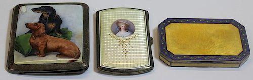 SILVER. Grouping of Enamel Decorated Boxes.