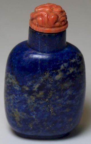 Lapis Lazulis and Carved Hardstone Snuff Bottle.