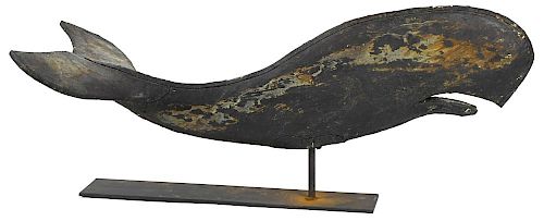 Exceptional hand made folk art whale weathervane