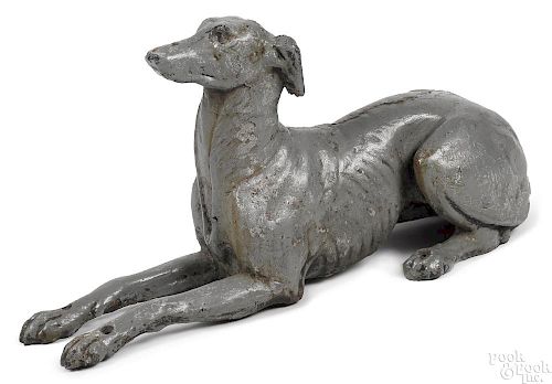 Painted cast iron whippet lawn ornament, ca. 1900