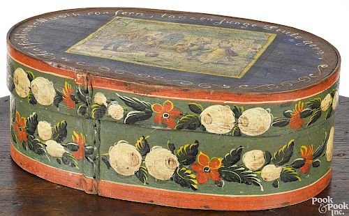 Painted bentwood brides box, 19th c.