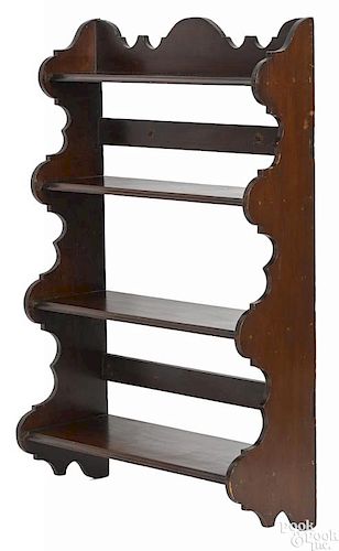 American stained pine hanging shelf, 19th c.