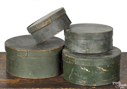 Four graduated bentwood pantry boxes, 19th c.