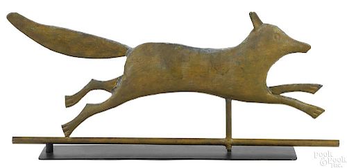 Swell bodied copper running fox weathervane