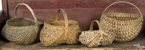 Four splint gathering baskets, ca. 1900