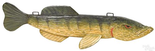 Carved and painted Northern Pike fish trade sign