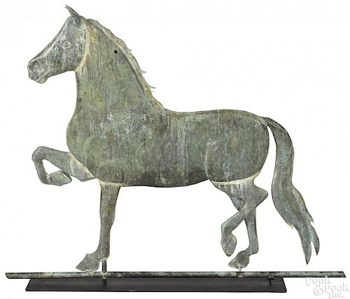 Massive swell bodied prancing horse weathervane