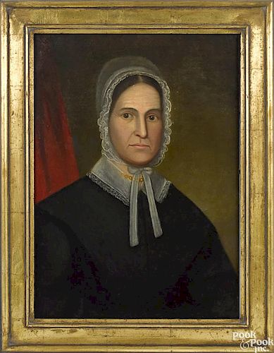American oil on panel portrait of a Quaker woman