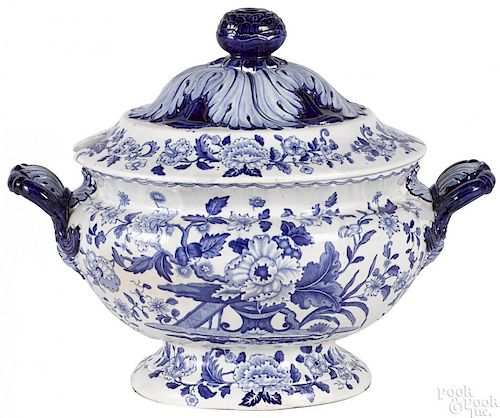 Staffordshire blue and white covered tureen