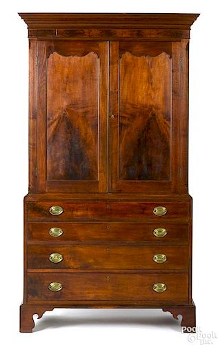 New Jersey Chippendale highly figured linen press