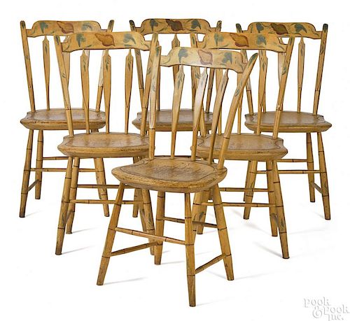 Set of six New England painted arrowback chairs