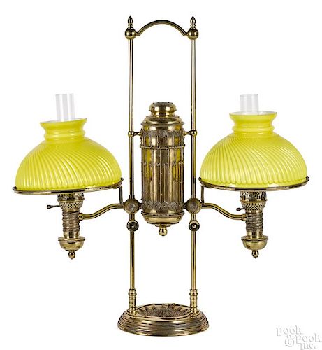 Brass double student lamp, ca. 1900
