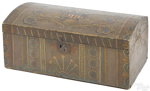 New England painted pine dome lid box, 19th c.