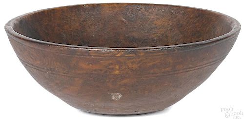 New England turned burl bowl, 19th c.