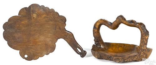 Unusual burl handled tray, 19th c.