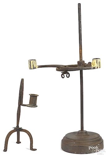 Unusual wrought iron adjustable candle holder