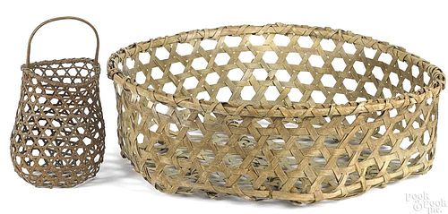 Two New England open work cheese baskets, 19th c.