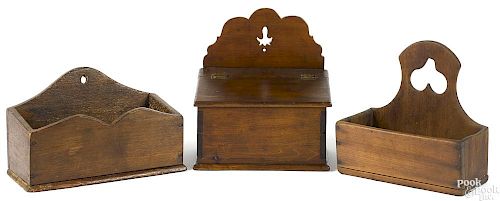 Three Pennsylvania poplar wall boxes, 19th c.