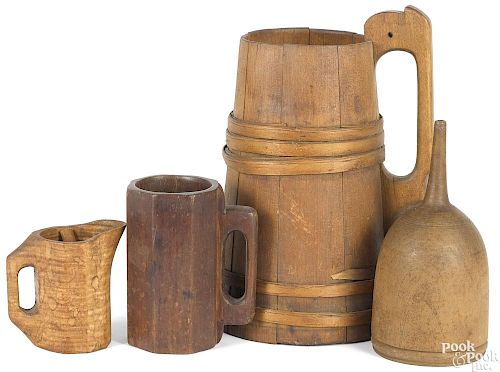 Four pieces of treenware, 19th c.