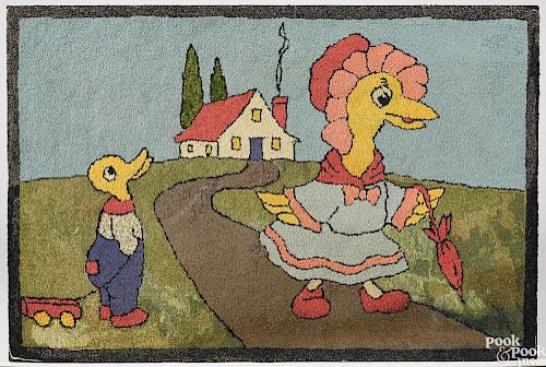 Hooked rug of Mother Goose