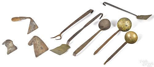Group of wrought iron utensils, 19th c.