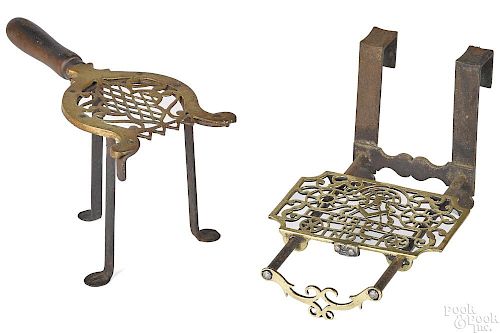 Two brass and wrought iron trivets