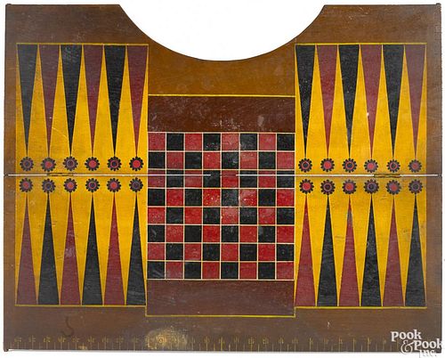 Unusual painted plywood folding lap desk gameboard