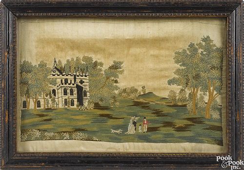 Pair of English silk embroideries, early 19th c.