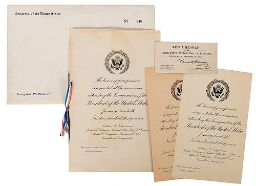 Packet of Invitations to Inauguration Ceremonies.