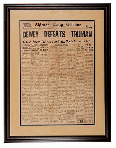 Dewey Defeats Truman. Chicago Daily Tribune Full Front Page.