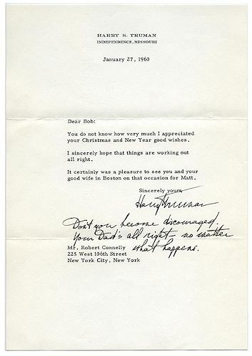 Harry Truman Typed Letter Signed to Robert Connelly.