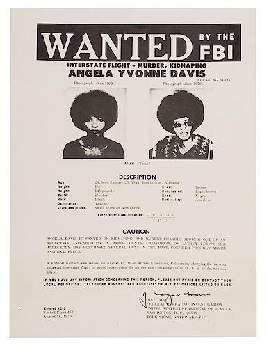 Angela Davis. Wanted By The FBI.