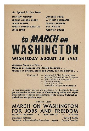 A 1963 March On Washington Handbill.