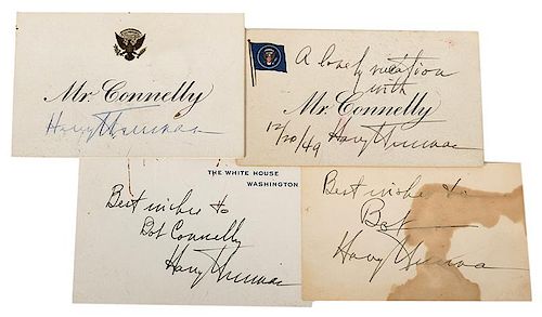 Four Harry S. Truman Signed Cards.